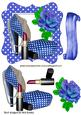 Blue/white Polka Dot Shoe with Blue Rose