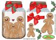 Gingerbread Family in a Jar with Bow and Holly