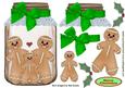 Ginger Bread Family in a Jar with Green Bow and Holly