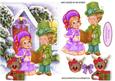 Lovely Little Reindeer with Vintage People in Snow Scene
