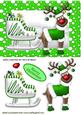 Red Nose Rudey in Green with His Sleigh