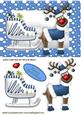 Red Nose Reindeer in Blue with His Sleigh