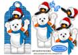 Cute Penguin with Polar Bear on Tartan Blue Tag