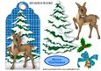 Pretty Deer with Christmas Tree on Tartan Tag
