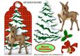Pretty Deer with Christmas Tree on Red Tartan Tag