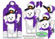 Cute Penguin with Polar Bear on Purple Tartan Tag