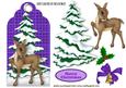Pretty Deer with Christmas Tree on Purple Tartan Tag