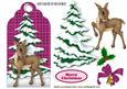 Pretty Deer with Christmas Tree on Pink Tartan Tag
