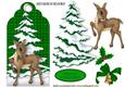 Pretty Deer with Christmas Tree on Green Tartan Tag