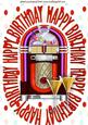 Celebration with Red Juke Box Birthday Card A4