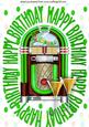Celebration with Green Juke Box Birthday Card A4