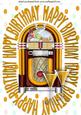 Celebration with Gold Juke Box Birthday Card A4