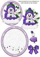 Snow Bears in Purple on a Sledge in Snow Rocker Card