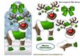 Rudey in Green, Santas Reindeer on a Tag