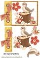 Woodland Bird with Flowers on a Tag