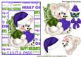 Little Bear with Purple Heart in Christmas Frame