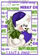 Little Bear with Purple Heart in Christmas Frame A4