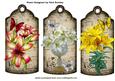 Pretty Lillies on Vintage Tags with Butterflies