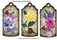 Pretty Flowers on Vintage Tags with Birds