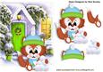 Cute Christmas Fox with Snowballs & Cottage