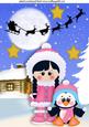 Little Eskimo Girl with Penguin A4