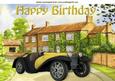 Pretty Cottage with Vintage Sports Car A4