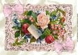 Pretty Coloured Vintage Flowers on Lace A4