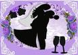 Wedding Silhouette Couple with Purple Roses A4