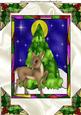 Christmas Tree in Stained Glass Window with Deer A4