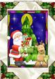 Christmas Tree in Stained Glass Window with Santa A4