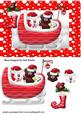 Little Bears in a Sleigh, with Cute Bear in Stocking