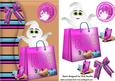Ghost in Pink Carrier Bag with Books