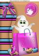 Ghost in Pink Carrier Bag with Books A4