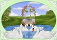 Beautiful White Swans in the Lake in Oval Frame A4
