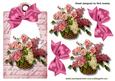 Pretty Flowers in a Basket on Pink Vintage Tag