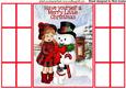 Girl in Tartan with Snowman, Pug, French Gatefold