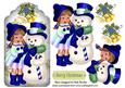 Little Girl in Rainbow with Snowman on a Tag