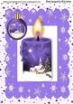 Purple Candle with Snow Scene and Bauble A4