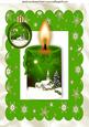 Green Candle with Snow Scene and Bauble A4