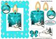 Turq Candle with Snow Scene and Bauble