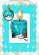 Turq Candle with Snow Scene and Bauble A4