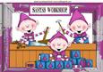 Santas Elves in Pink in the Workshop A4