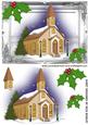 Church in the Snow in Silver Ornate Frame