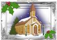 Church in the Snow in Silver Ornate Frame A4