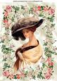 Beautiful Edwardian Lady in Hat in Rose Frame A4