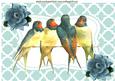 Vintage Birds on a Branch with Flowers A4