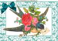 Pretty Blue Bird with Vintage Letter & Roses A4