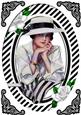 Edwardian Lady in Black/white in Oval A4 Frame