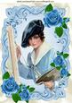 Vintage Edwardian Lady Artist with Roses A4