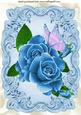 Blue Painted Roses with Butterfly A4
